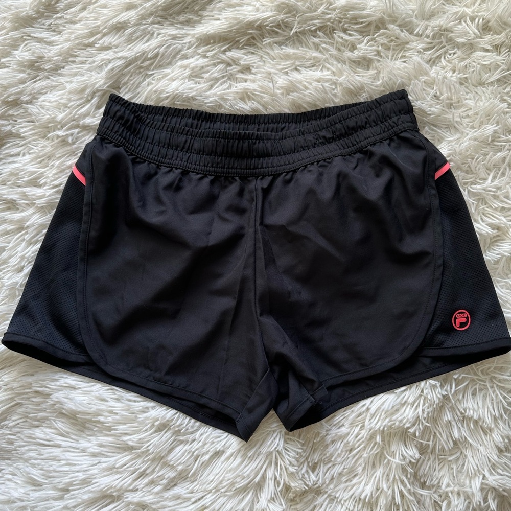 Fila Black Athletic Shorts with Pink Details